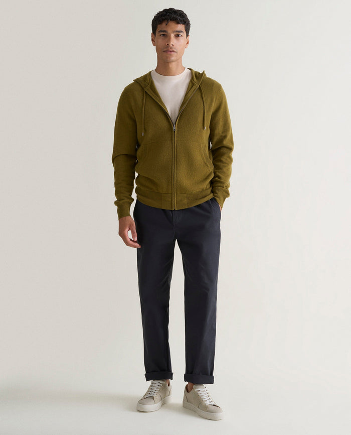 Olive - Men's Finest Cashmere Full Zip Hoodie