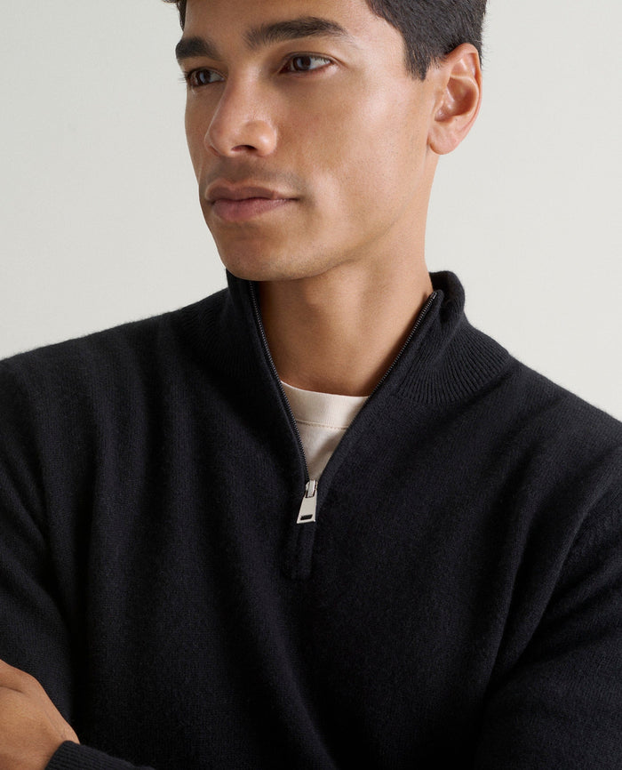 Black - Men's Finest Cashmere 1/4 Zip Jumper