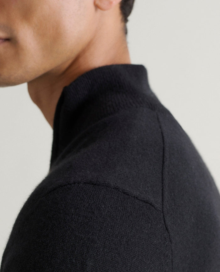 Black - Men's Finest Cashmere 1/4 Zip Jumper
