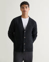 Black - Men's Merino V Neck Cardigan