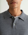 Grey - Men's Merino Knitted Polo Jumper
