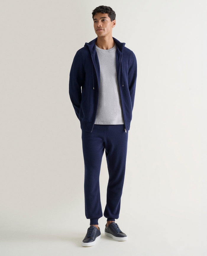 Navy - Men's Finest Cashmere Full Zip Hoodie