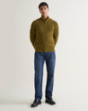Olive - Men's Cashmere Merino Fishermans Rib 1/4 Zip Jumper