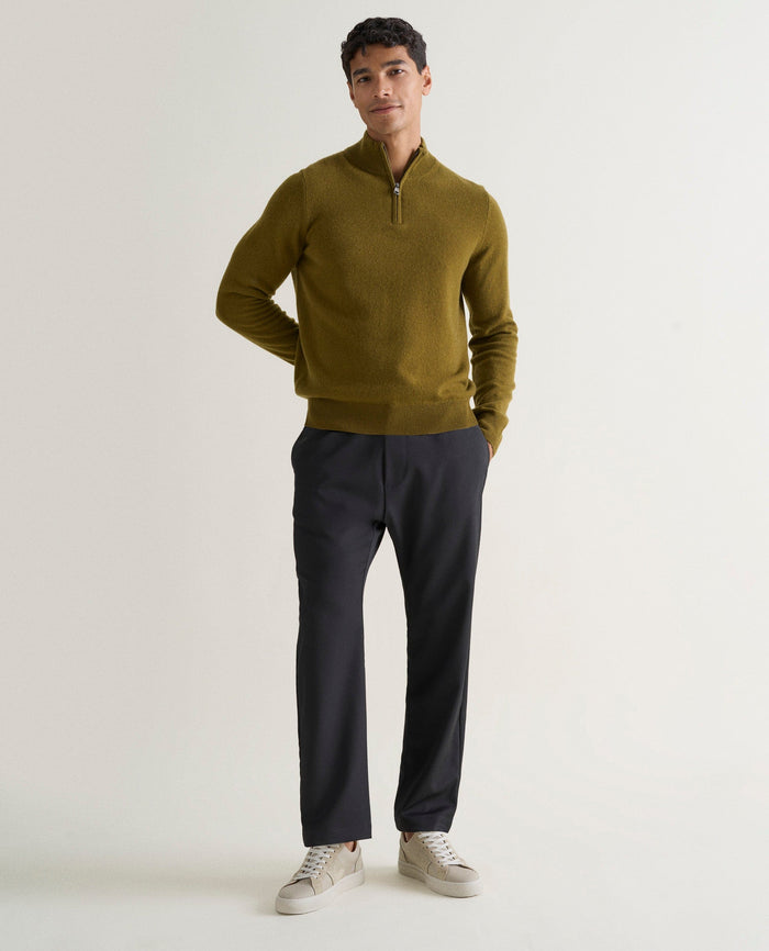 Olive - Men's Finest Cashmere 1/4 Zip Jumper