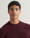 Oxblood - Men's Cashmere Merino Fishermans Rib Crew Neck Jumper