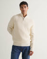 Buttermilk - Men's Cashmere Merino Fishermans Rib 1/4 Zip Jumper
