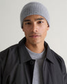 Medium Grey - Men's Cashmere Merino Ribbed Knit Beanie