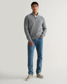 Medium Grey - Men's Cashmere Merino Fishermans Rib 1/4 Zip Jumper