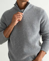 Medium Grey - Men's Cashmere Merino Fishermans Rib 1/4 Zip Jumper
