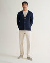 Navy - Men's Merino V Neck Cardigan