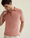 Rust - Men's Waffle Knit Cotton Polo