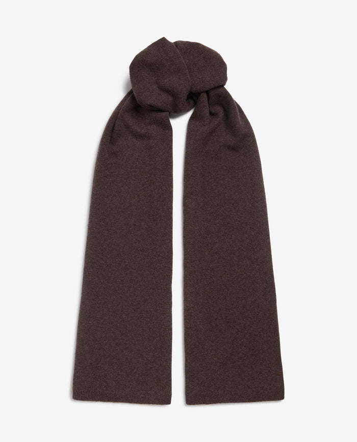 Chocolate - Cashmere Merino Ribbed Knit Beanie & Finest Cashmere Scarf Bundle