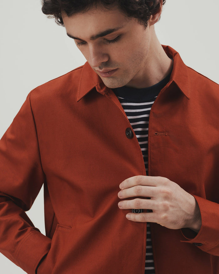 Rust - Men's French Linen Bomber Jacket