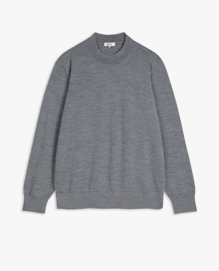 Medium Grey - Men's Merino Mid-Weight Crew Neck Jumper