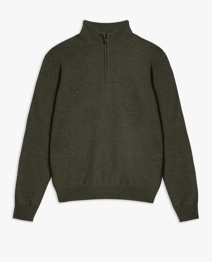 Forest Green - Men's Finest Cashmere 1/4 Zip Jumper