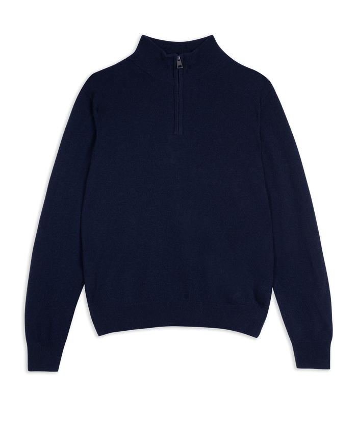 Navy - Men's Finest Cashmere 1/4 Zip Jumper