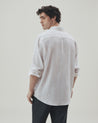 White - Men's Long Sleeved Organic Linen Shirt