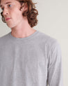 Grey - Men's Cotton Crew Neck Long Sleeved T-shirt