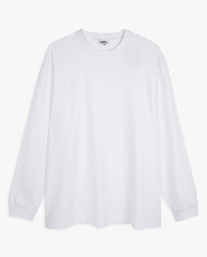 White - Men's Relaxed Long Sleeve Cotton T-shirt