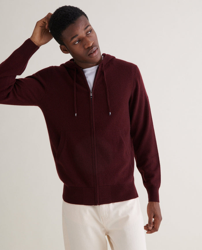 Oxblood - Men's Finest Cashmere Full Zip Hoodie