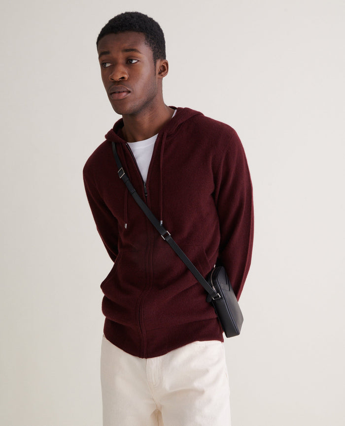 Oxblood - Men's Finest Cashmere Full Zip Hoodie