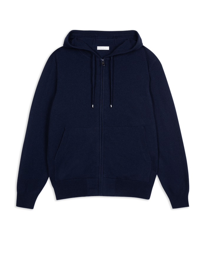 Navy - Men's Finest Cashmere Full Zip Hoodie