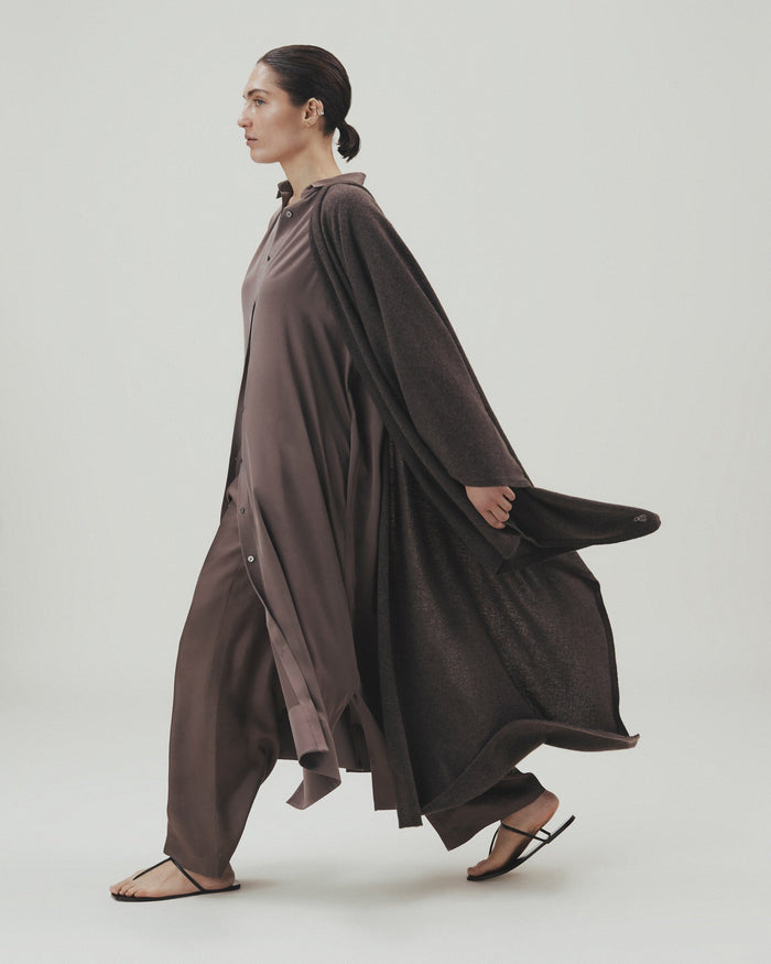 Bitter Chocolate - Women's Easy-Silk Wide-Leg Trouser