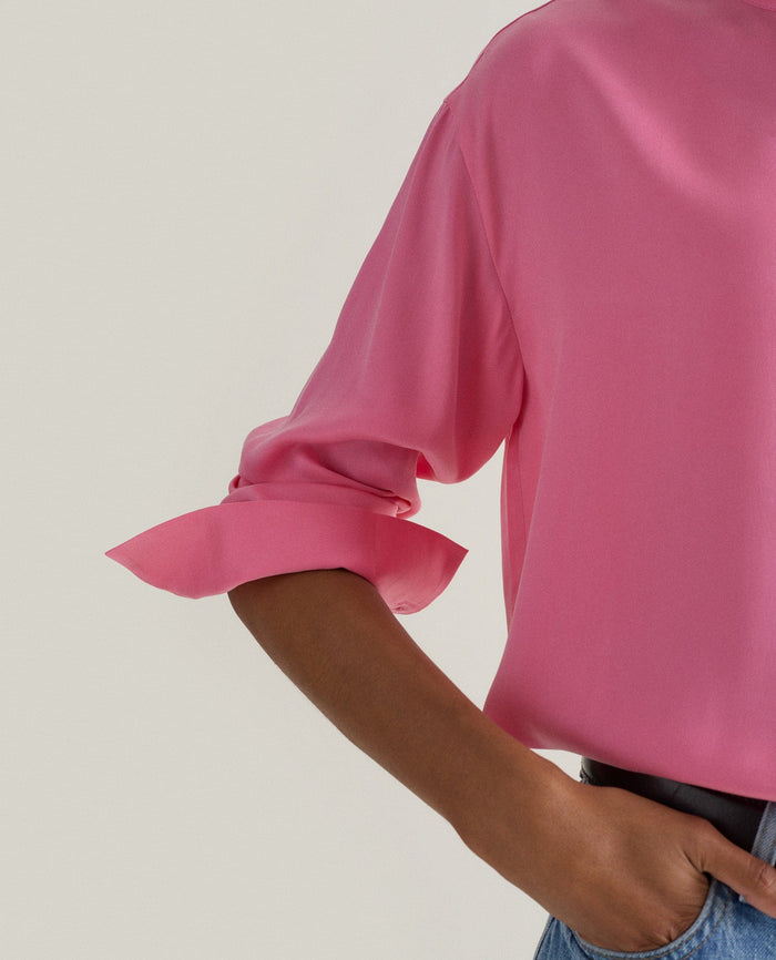 Pink - Women's Drop Shoulder Easy-Silk Top