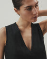 Black - Women's Future-Linen V Neck Tunic Top