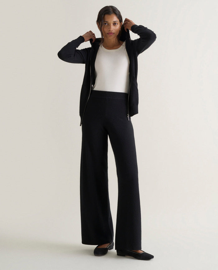 Black - Women's Finest Cashmere Full Zip Hoodie