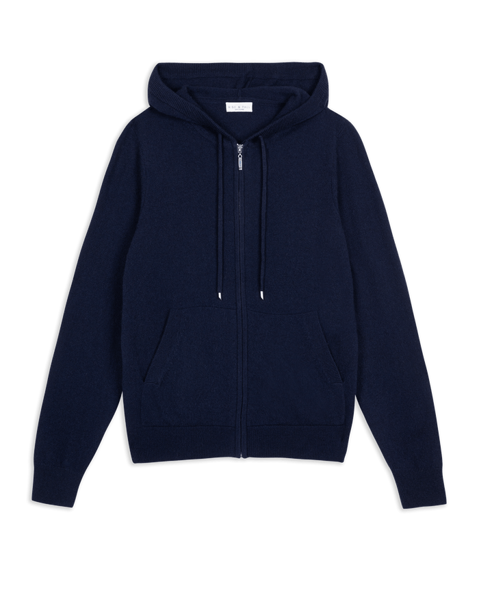 Navy - Women's Finest Cashmere Full Zip Hoodie