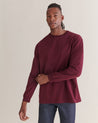 Burgundy - Men's Relaxed Long Sleeve Cotton T-shirt