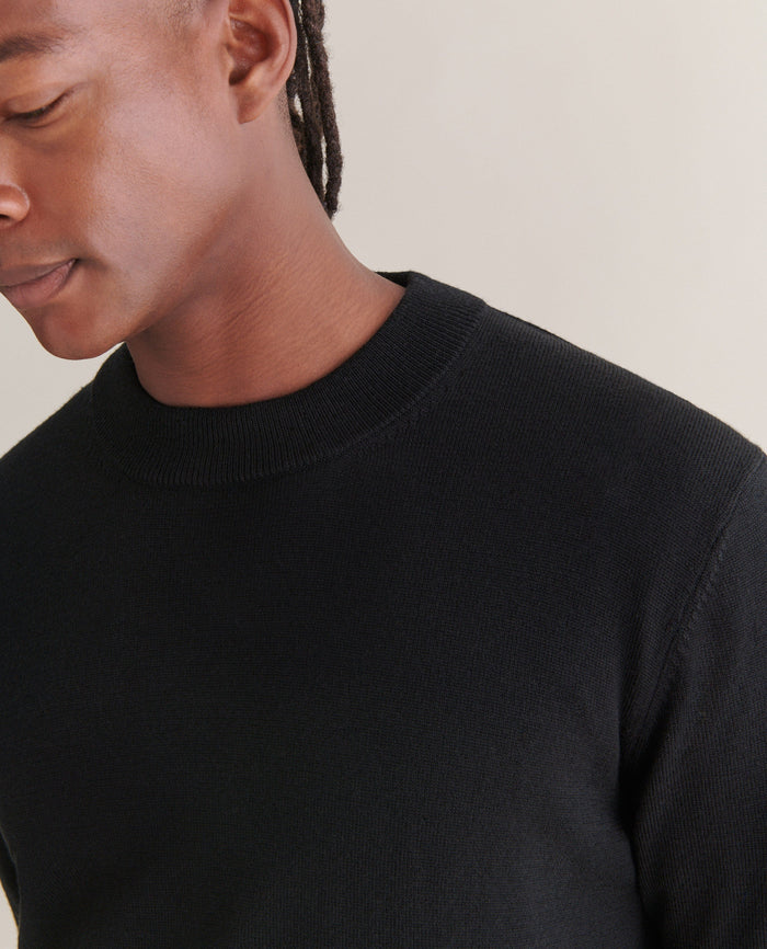 Black - Men's Merino Mid-Weight Crew Neck Jumper