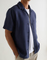 Navy - Men's Cotton Camp Collar Shirt