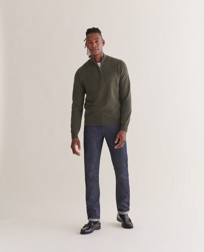 Forest Green - Men's Finest Cashmere 1/4 Zip Jumper