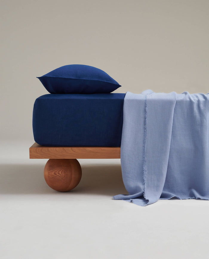 Denim Blue - European Flax Linen Throw