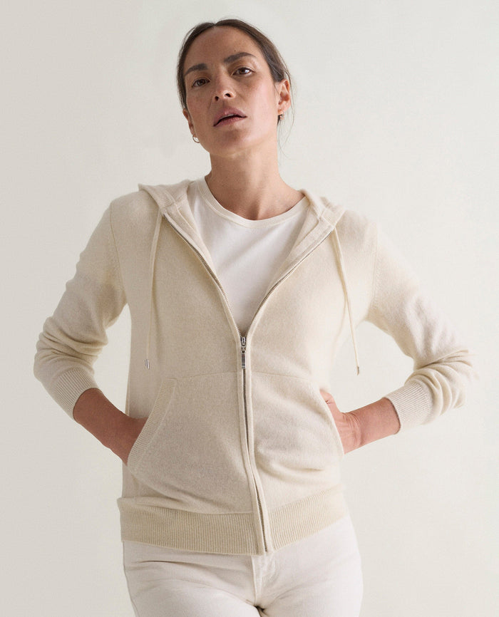 Buttermilk - Women's Finest Cashmere Full Zip Hoodie