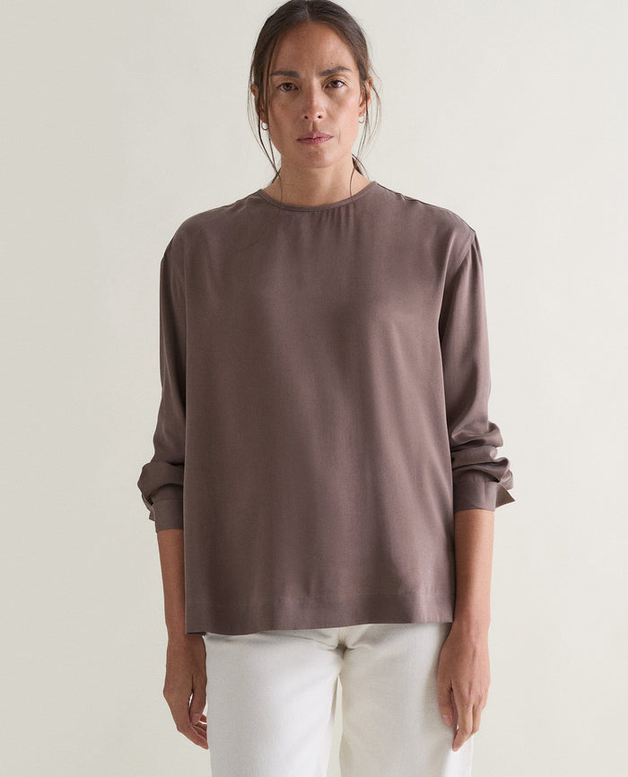 Bitter Chocolate - Women's Drop Shoulder Easy-Silk Top