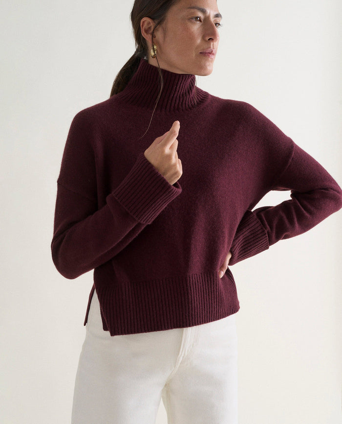Oxblood - Women's Cashmere Merino High Neck Jumper