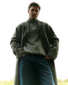 Medium Grey - Men's Cashmere Merino Fishermans Rib 1/4 Zip Jumper