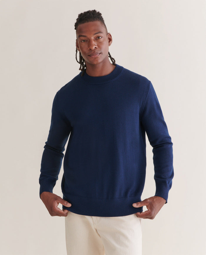 Navy - Men's Merino Mid-Weight Crew Neck Jumper