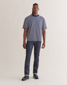 Navy - Men's Relaxed Striped Cotton T-shirt