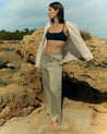 Dried Sage - Women's Easy-Sandwashed Silk Wide Leg Trouser