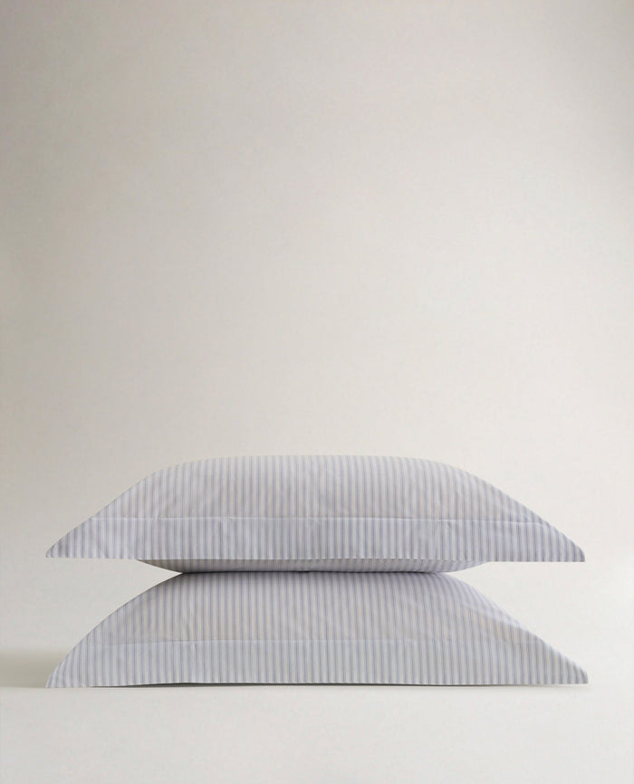 Blue Ticking Stripe - The Crisp & Cool Organic Luxury Oxford Pillowcase Set
