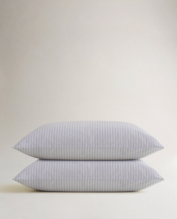 Blue Ticking Stripe - The Crisp & Cool Organic Luxury Pillowcase Set