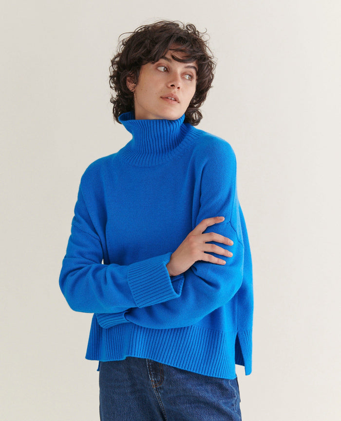 Rising Blue - Women's Cashmere Merino High Neck Jumper