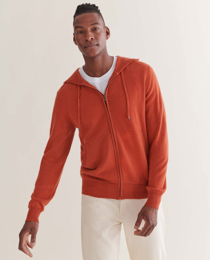 Rust - Men's Finest Cashmere Full Zip Hoodie