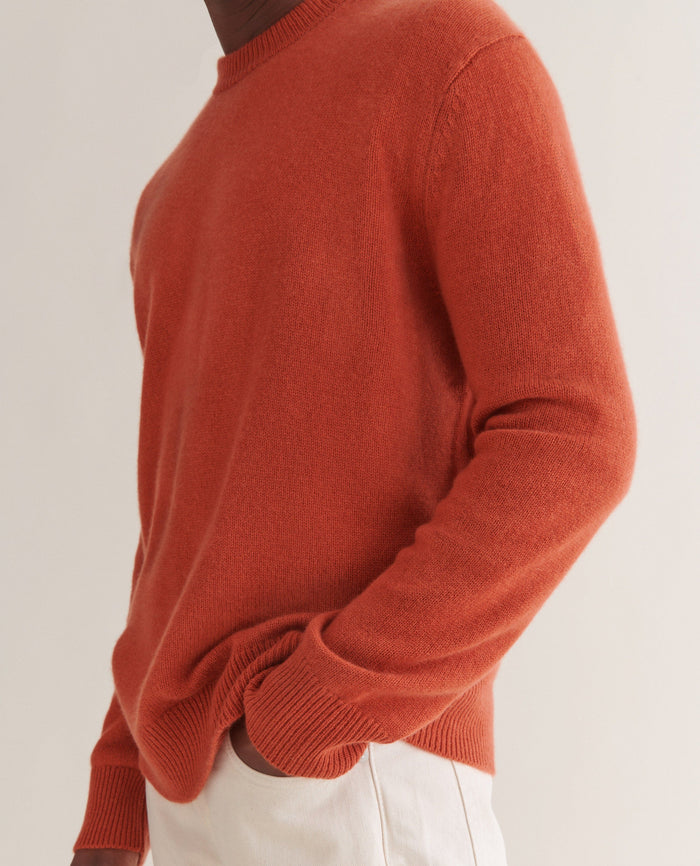 Rust - Men's Finest Cashmere Mid-Weight Crew Neck Jumper