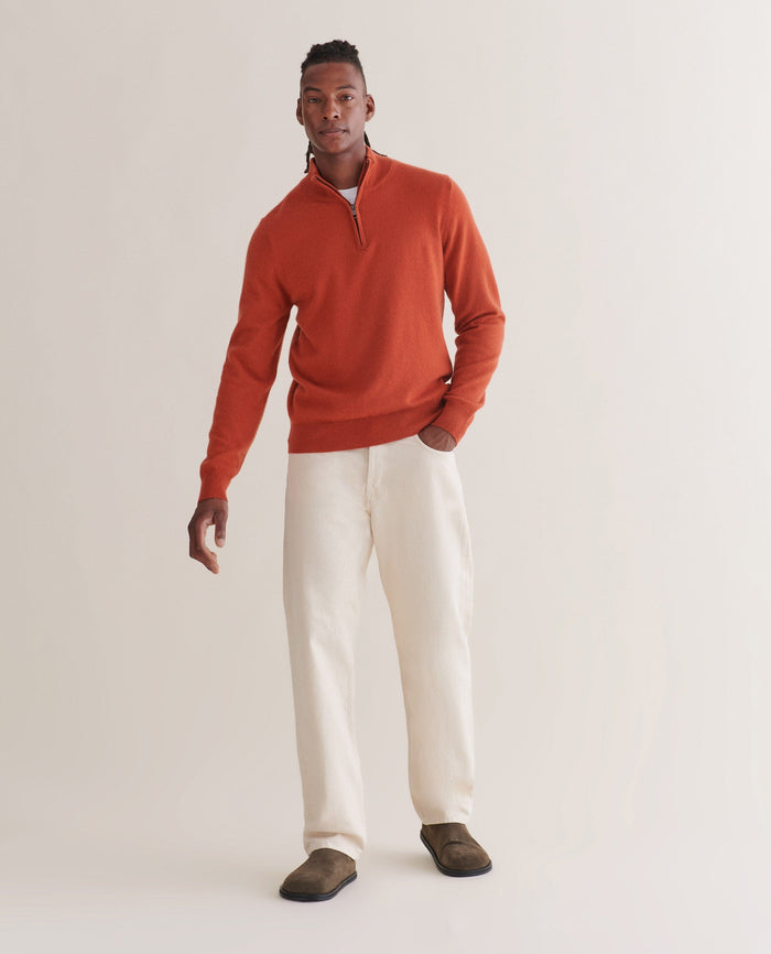 Rust - Men's Finest Cashmere 1/4 Zip Jumper