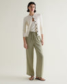 Dried Sage - Women's Easy-Sandwashed Silk Wide Leg Trouser